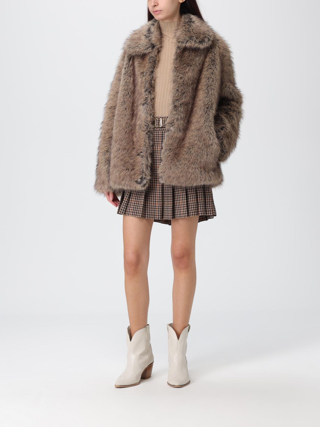 Fur Coat Woman color Brown