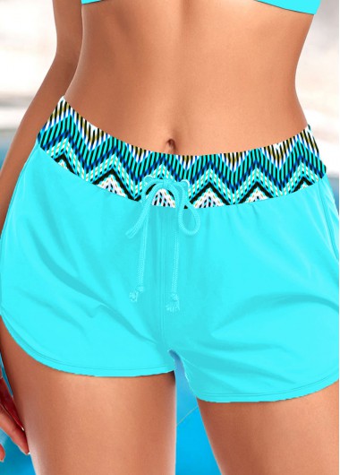 Modlily Plus Mid Waisted Geometric Print Swim Shorts - 3X
