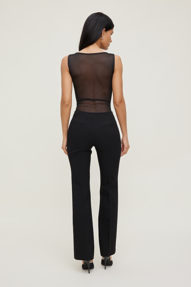 Sheer Mesh Bodysuit - Black - Women Clothing
