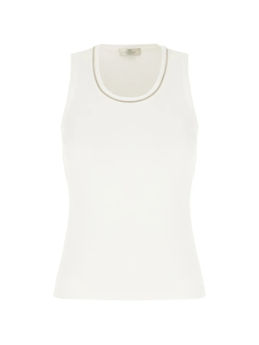 Ribbed with Chain-Link Trim Tank Top — Cream
