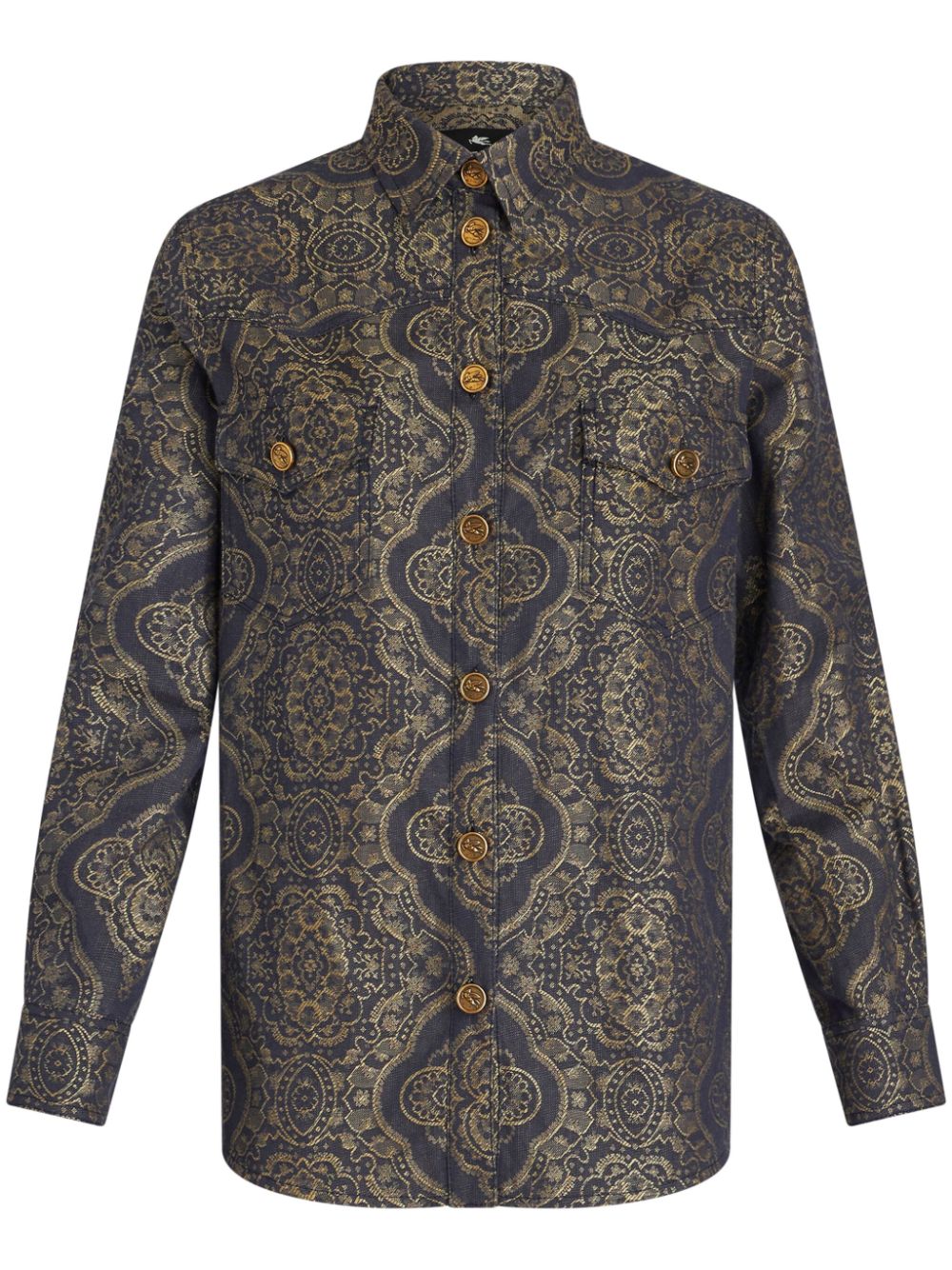 Patterned-jacquard denim shirt - Grey