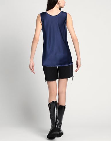 Woman Top Navy Size 14 Silk, Elastane