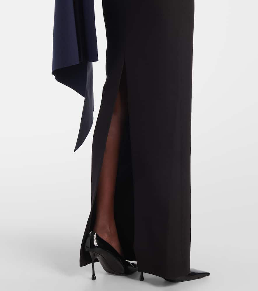 Bow-detail draped taffeta gown