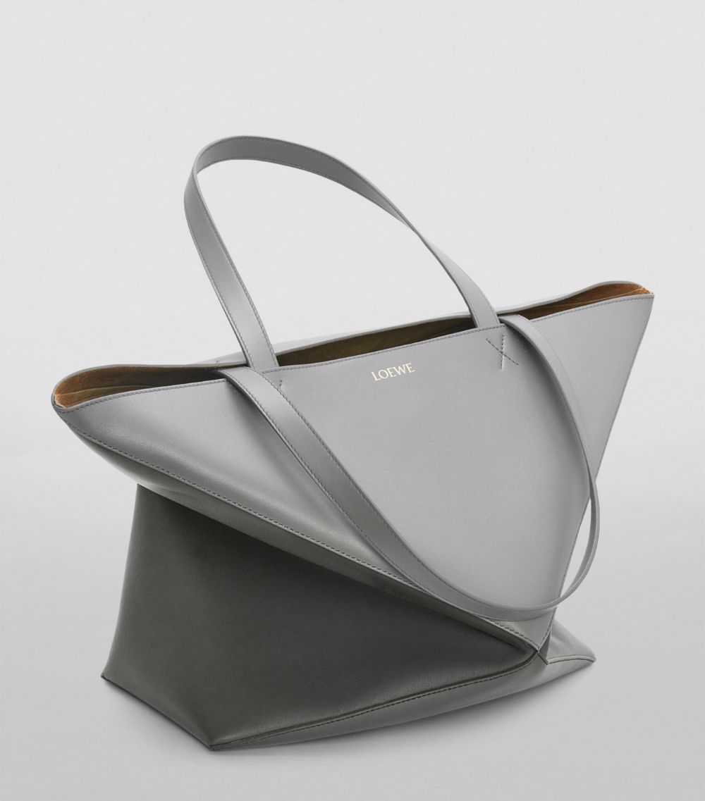 Large Leather Fold Puzzle Tote Bag