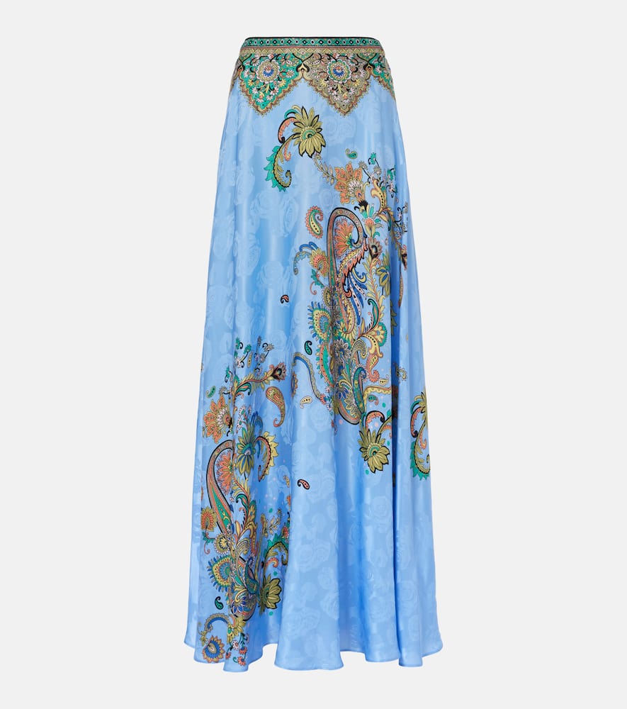 Floral silk crêpe de chine maxi skirt