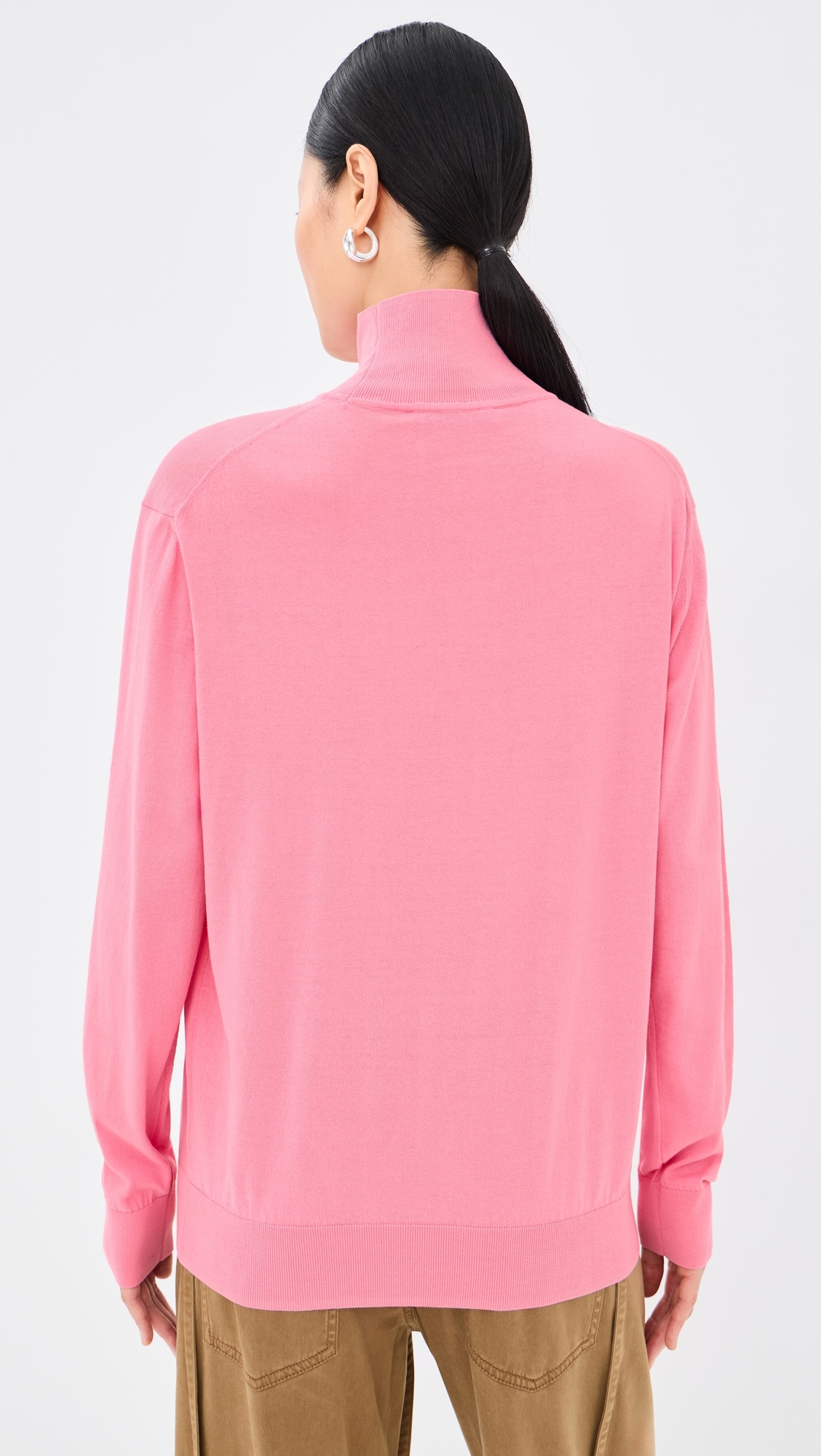 Super Fine Gauge Perfect Turtleneck Pullover Bubble Gum Pink