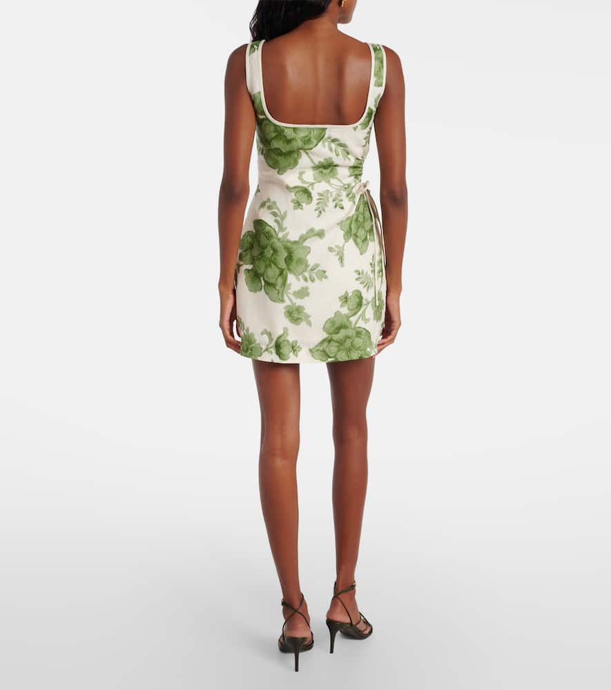 Gardella cutout floral linen minidress