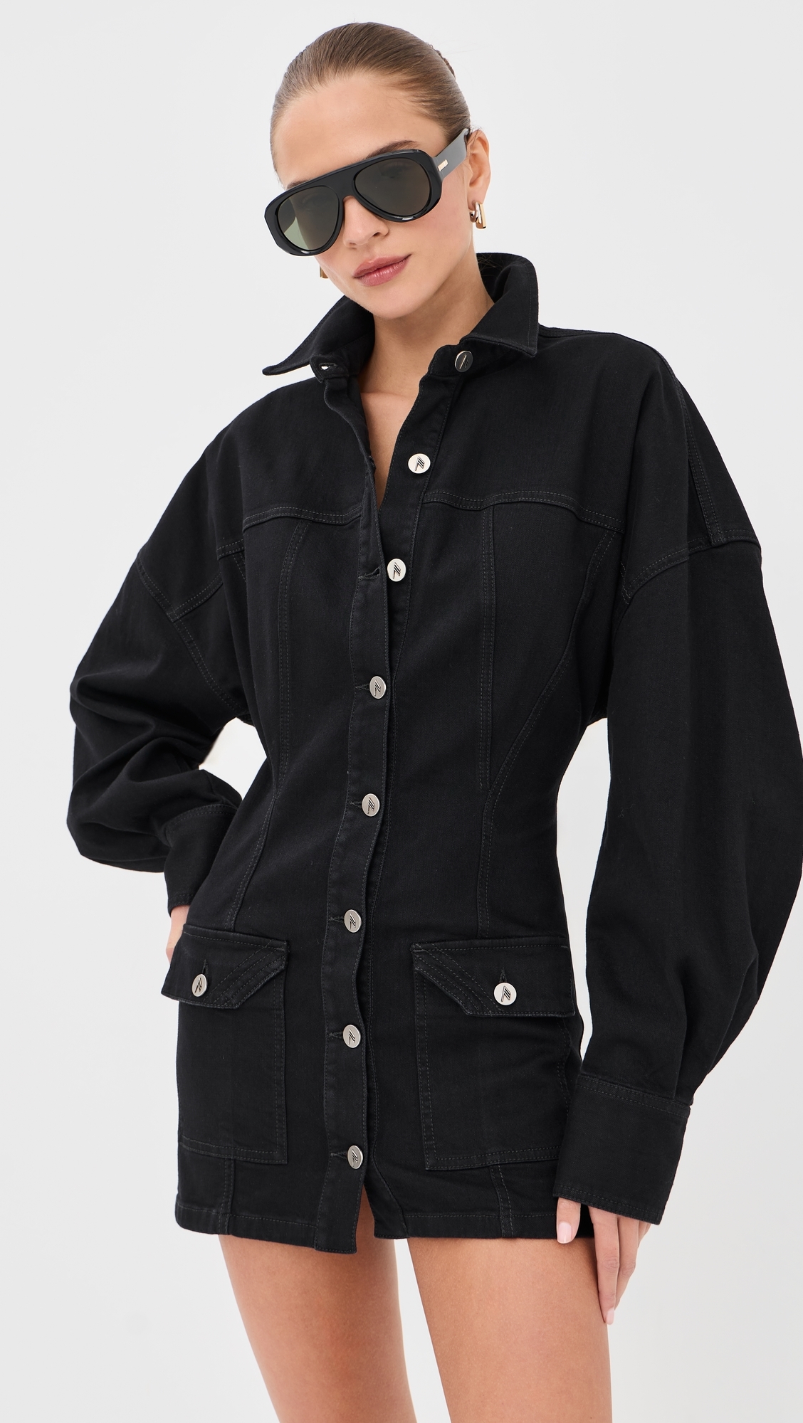 Mini Denim Dress Black