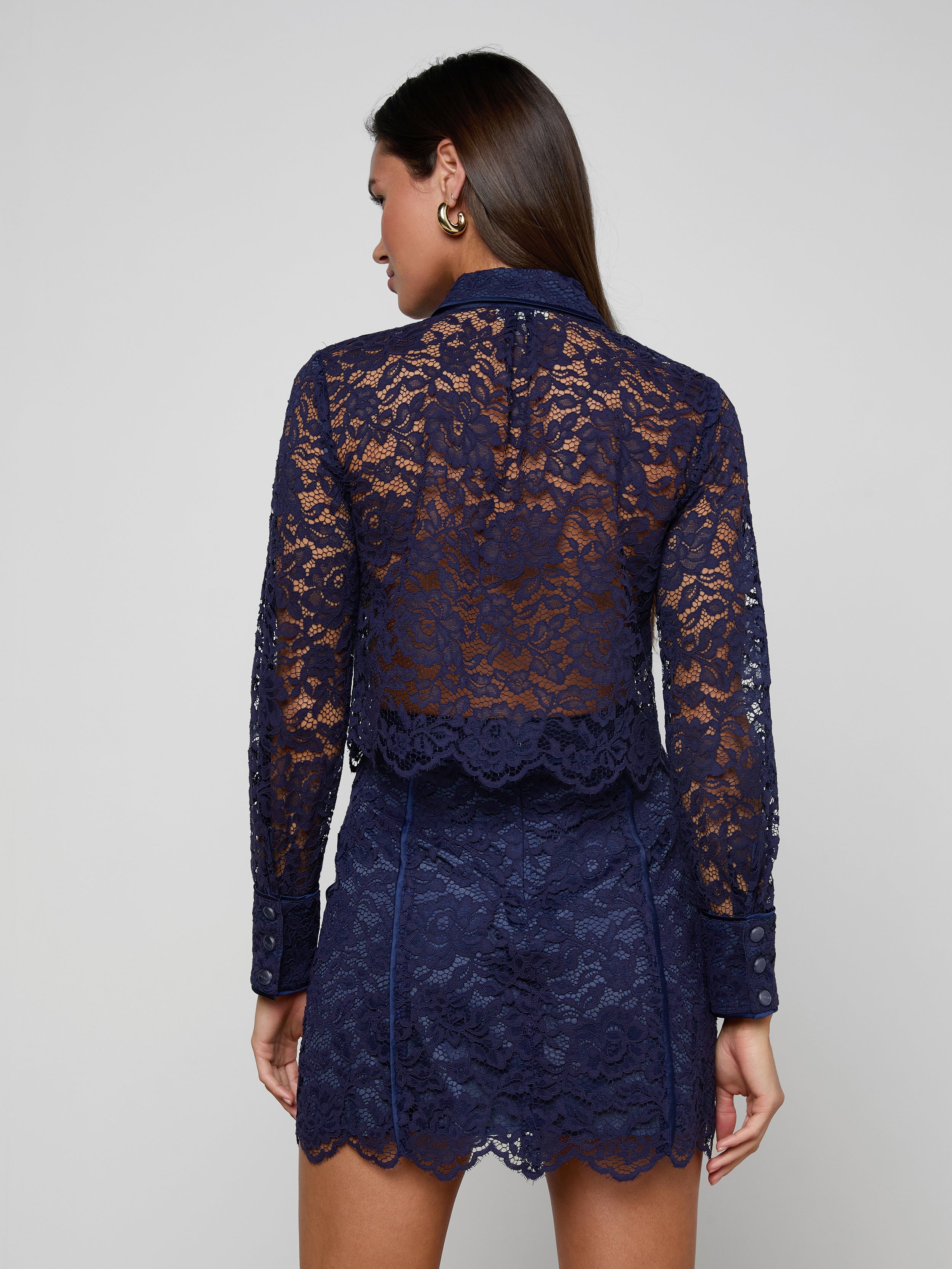 Roelle Lace Blouse Top In Midnight