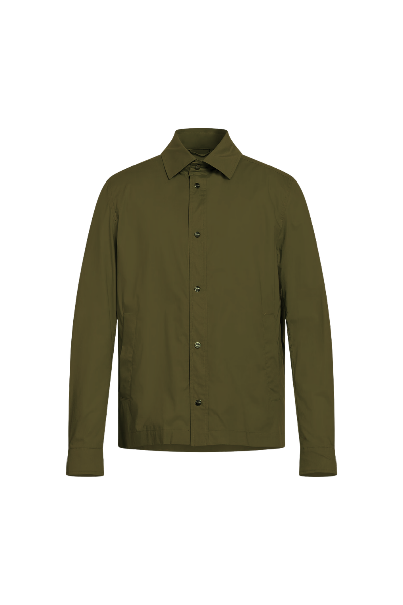 Button-Front Overshirt Jacket — Green