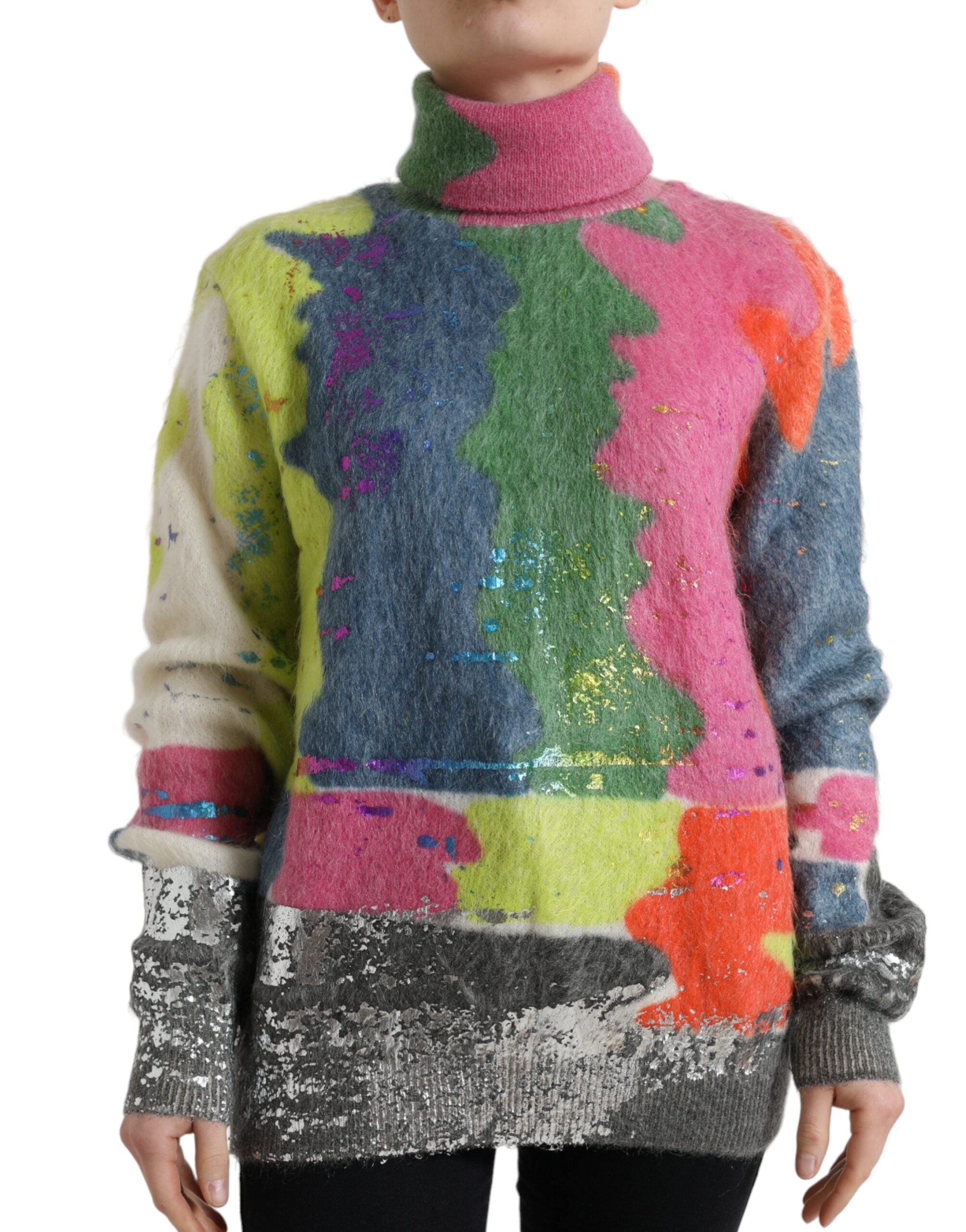 Mohair Turtleneck Sweater — Multicolor