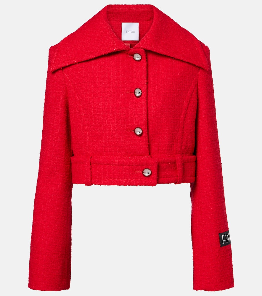 Cropped wool-blend tweed jacket
