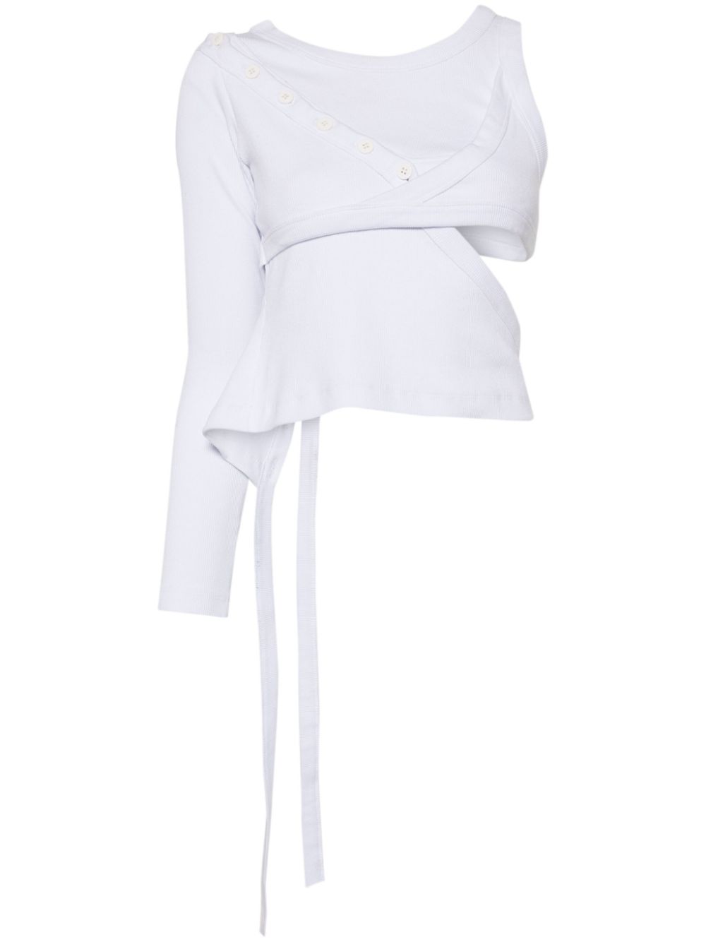 One-sleeve ribbed top - White