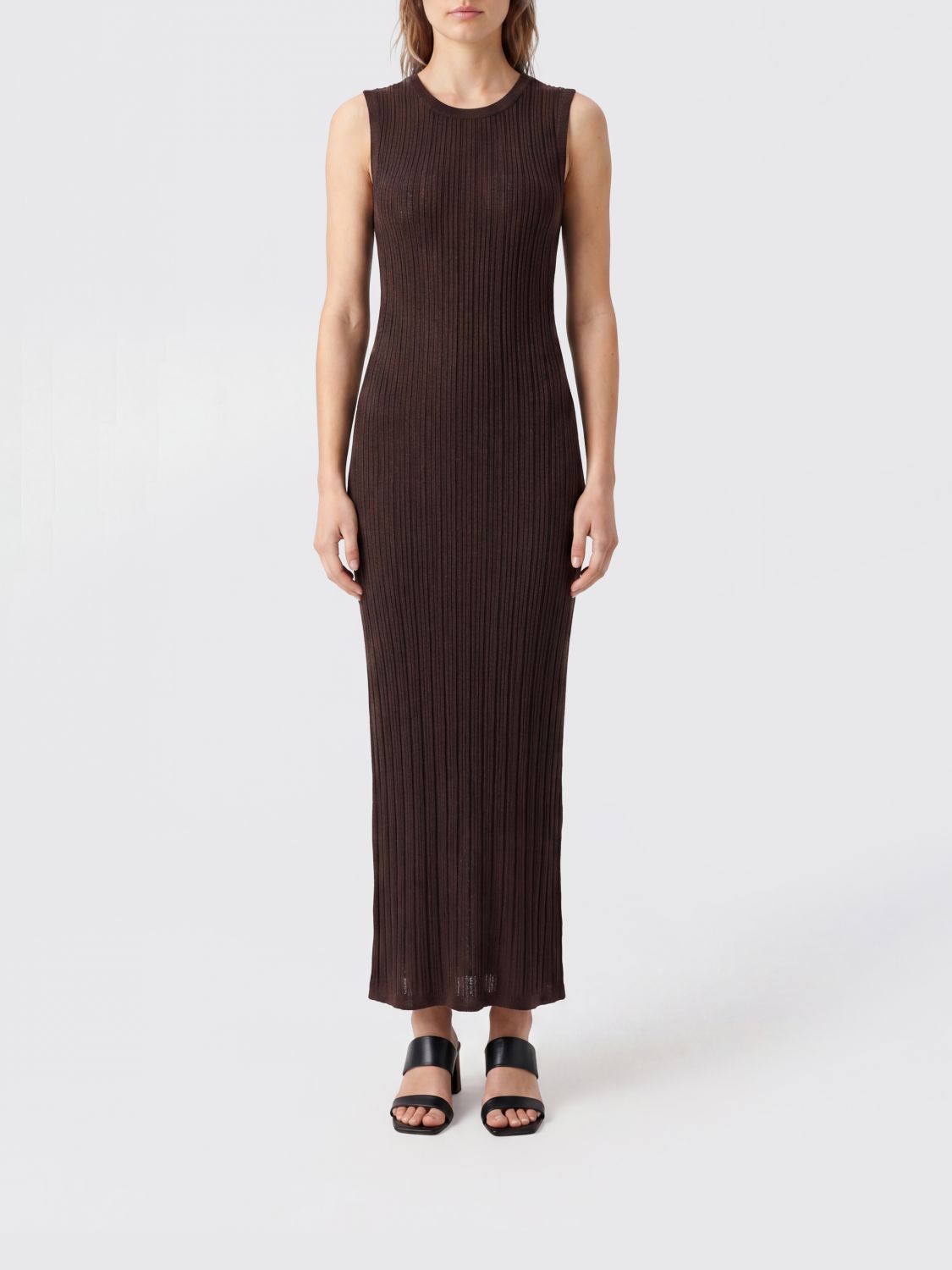 Off-the-Shoulder Ribbed-Knit Midi Dress