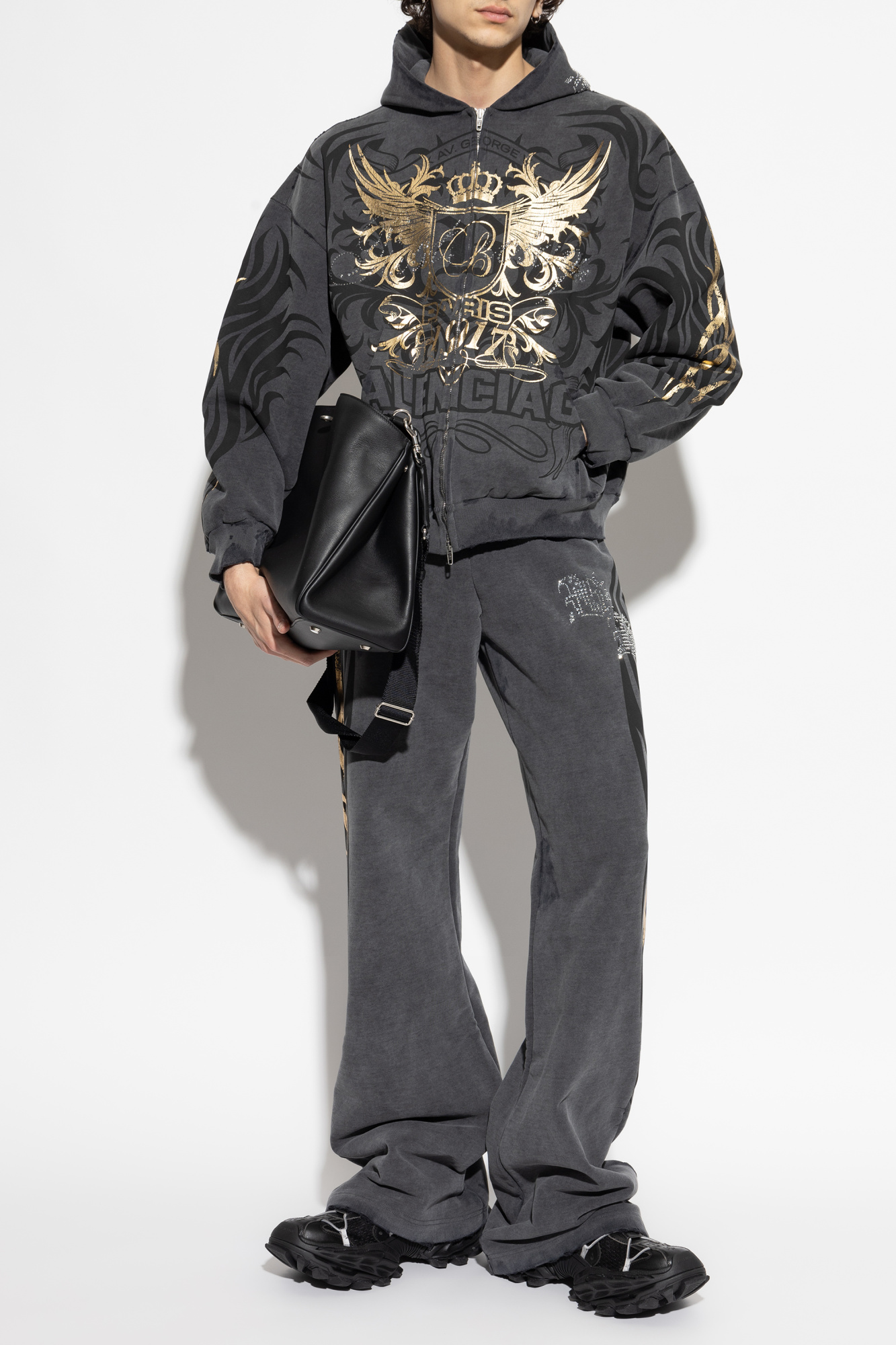 Sweatpants With Print, Men's, Grey