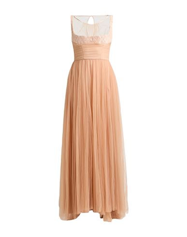 Elisabetta Franchi Woman Maxi dress Apricot Size 6 Polyamide, Cotton, Elastane