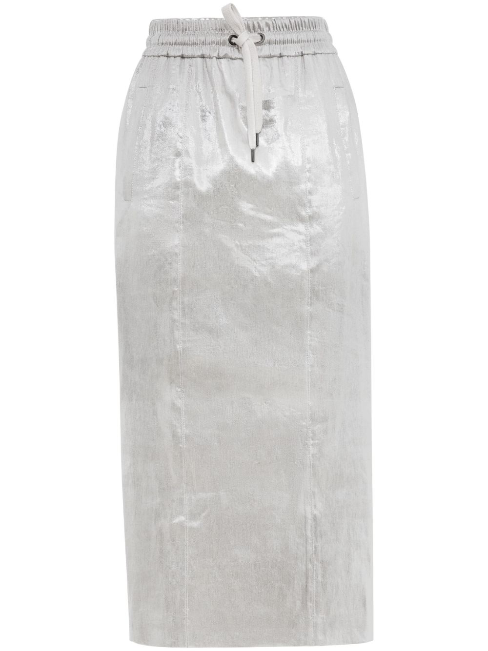 Metallic-finish midi skirt - Grey