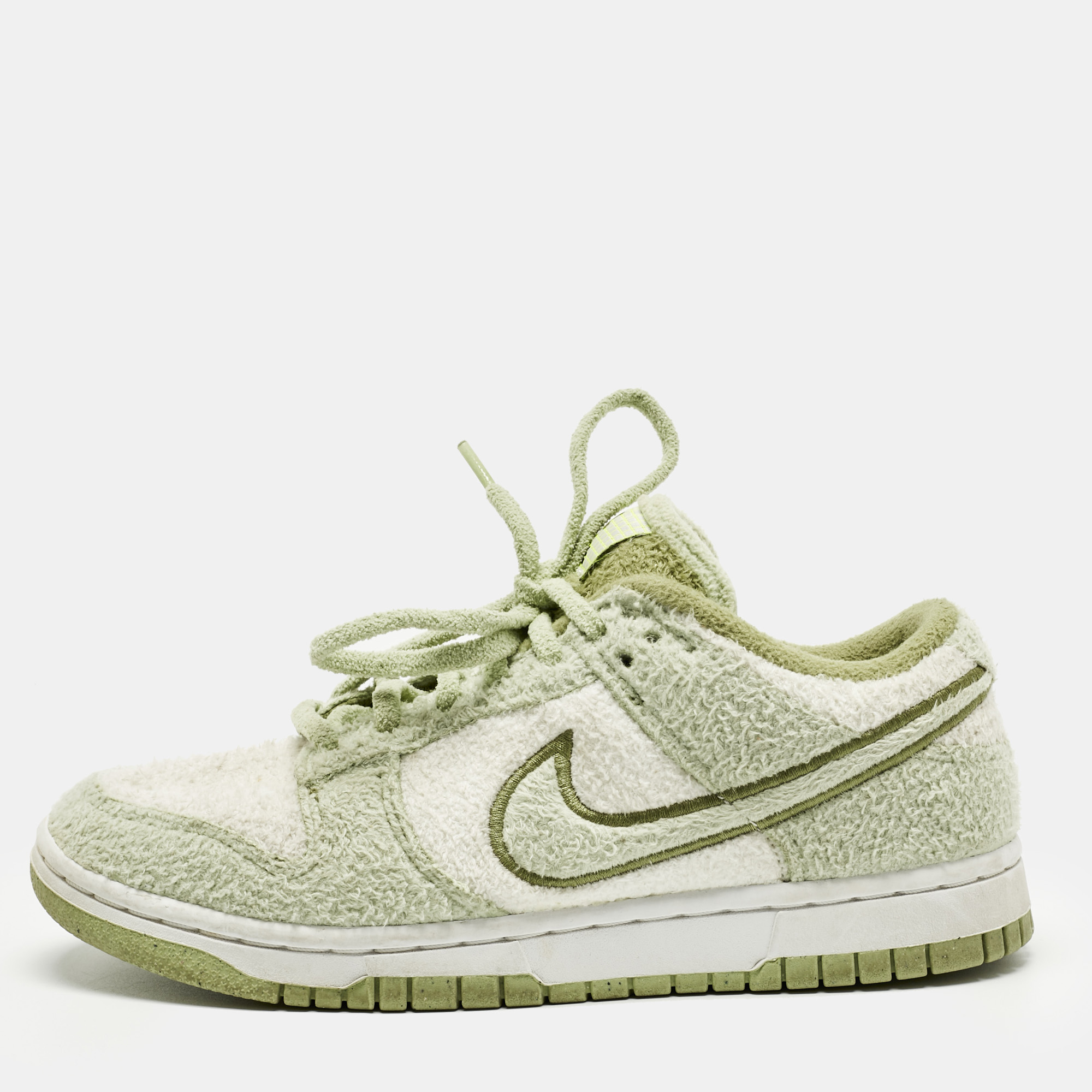 Nike Green/White Cotton Blend Dunk Low SE CC "Fleece Pack Sneaker