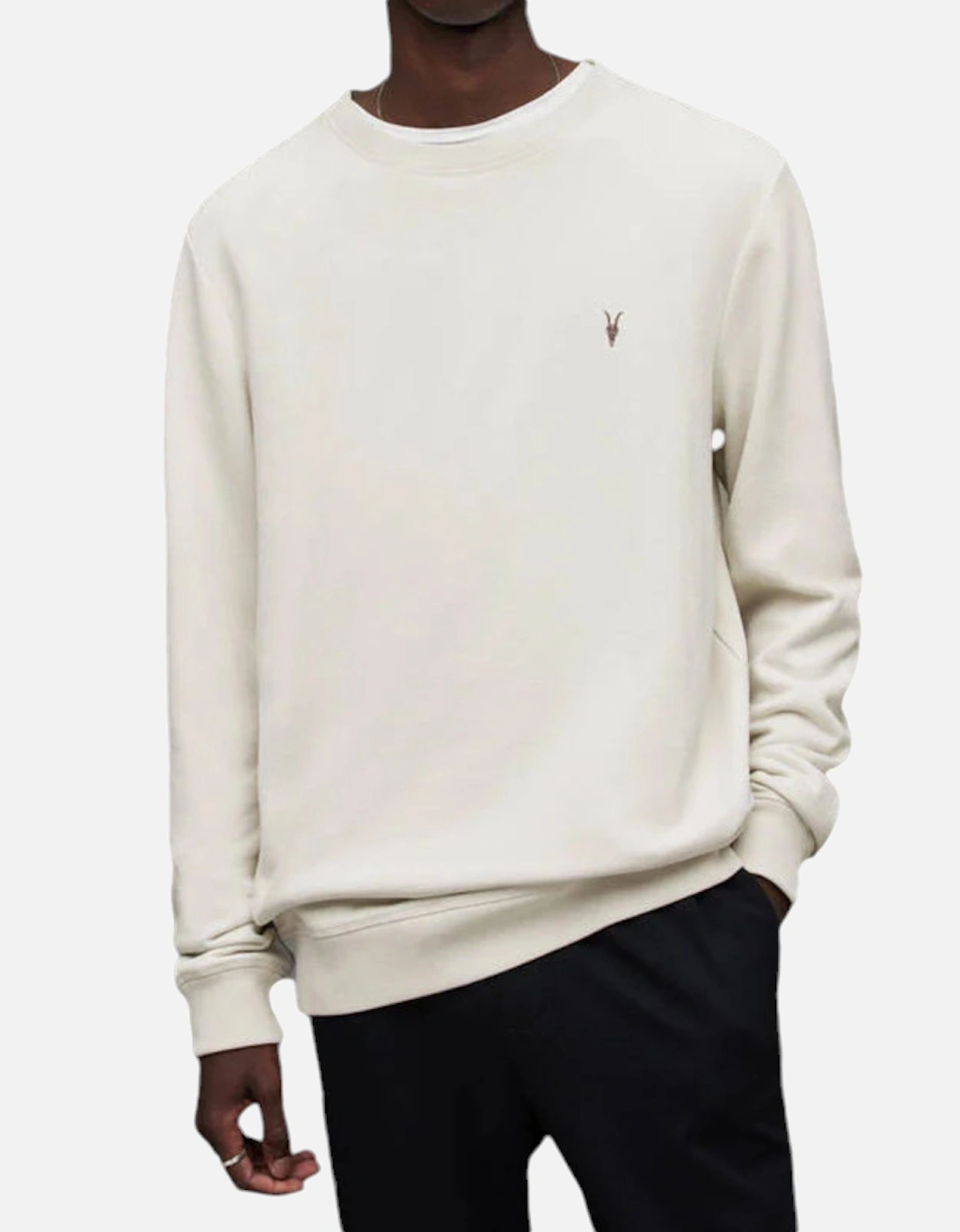 Allsaints Men's ALL SAINTS Mens Pullover Jumper Crew Neck Cotton Sweater Long Sleeve Ribbed Tops - Grey