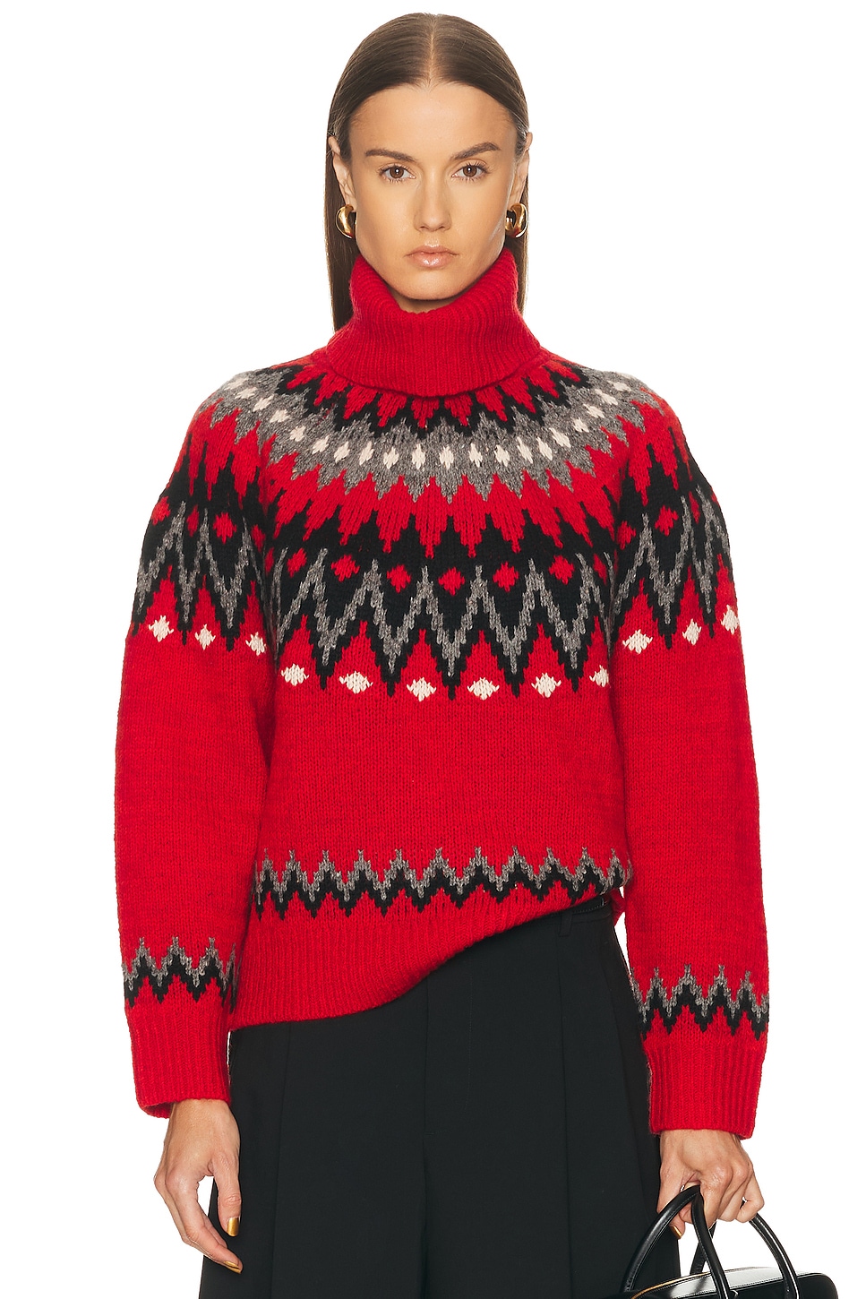 Polo Ralph Lauren Fair Isle Wool Blend Turtleneck Sweater in Red. - XS also in L, M, S
