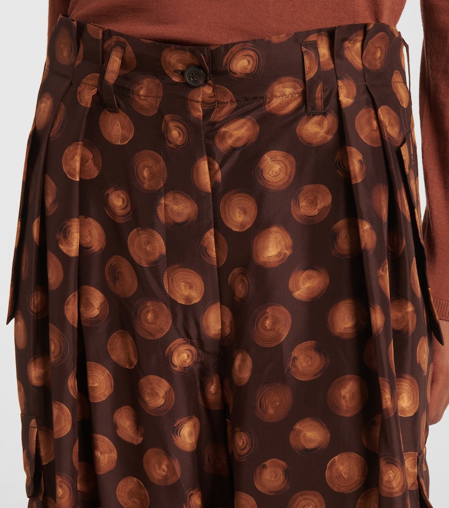 Printed silk cargo pants