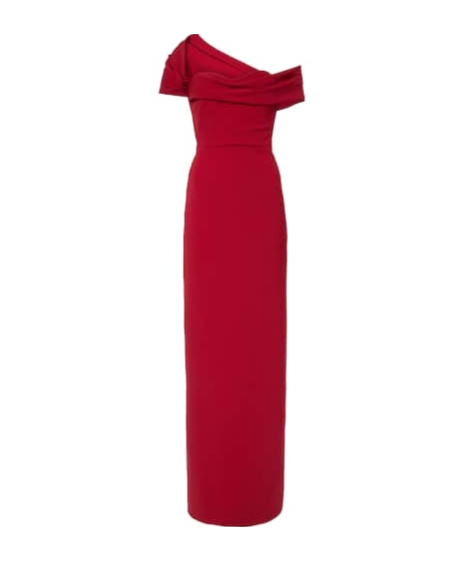Draped off-shoulder crêpe gown