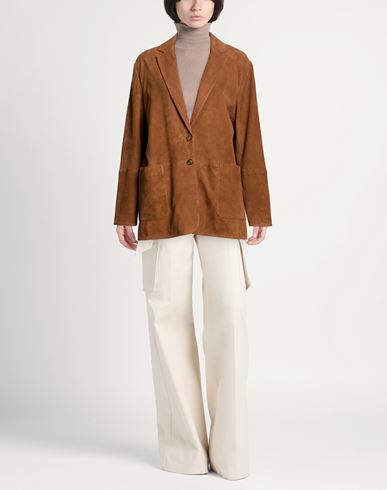 Woman Blazer Brown Size 8 Leather