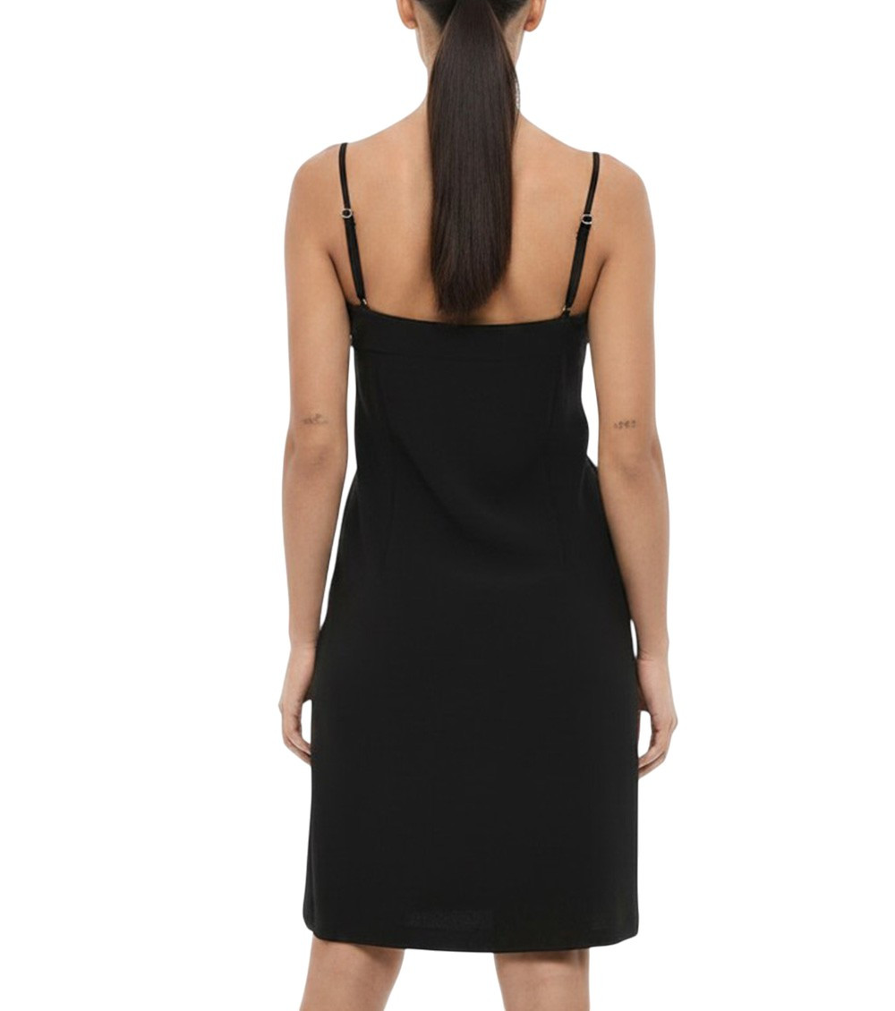 Black V Neck Knee Length Dress