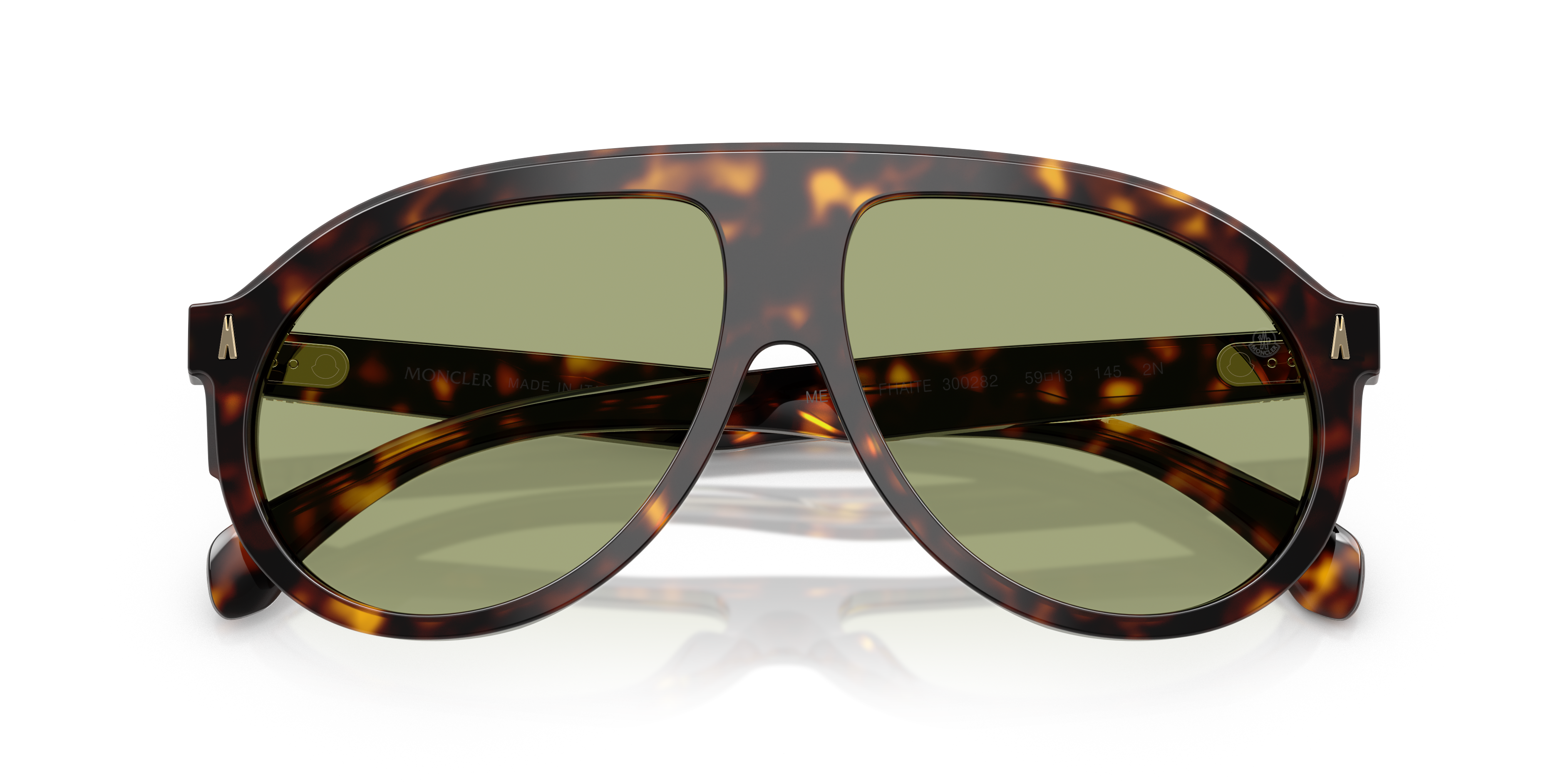 Moncler Unisex Moncler ME6001 FHAITE 300282 Sunglasses Acetate Turtle Green Pilot Norma