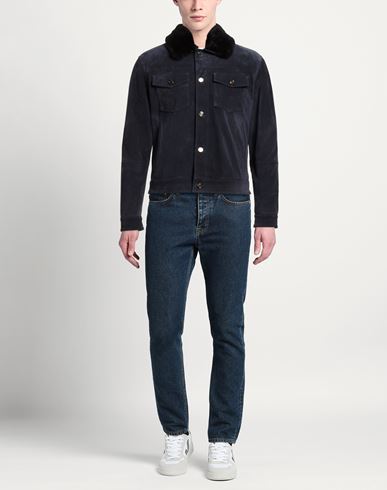 Jacob Cohёn Man Jacket Navy Size 40 Calfskin, Shearling