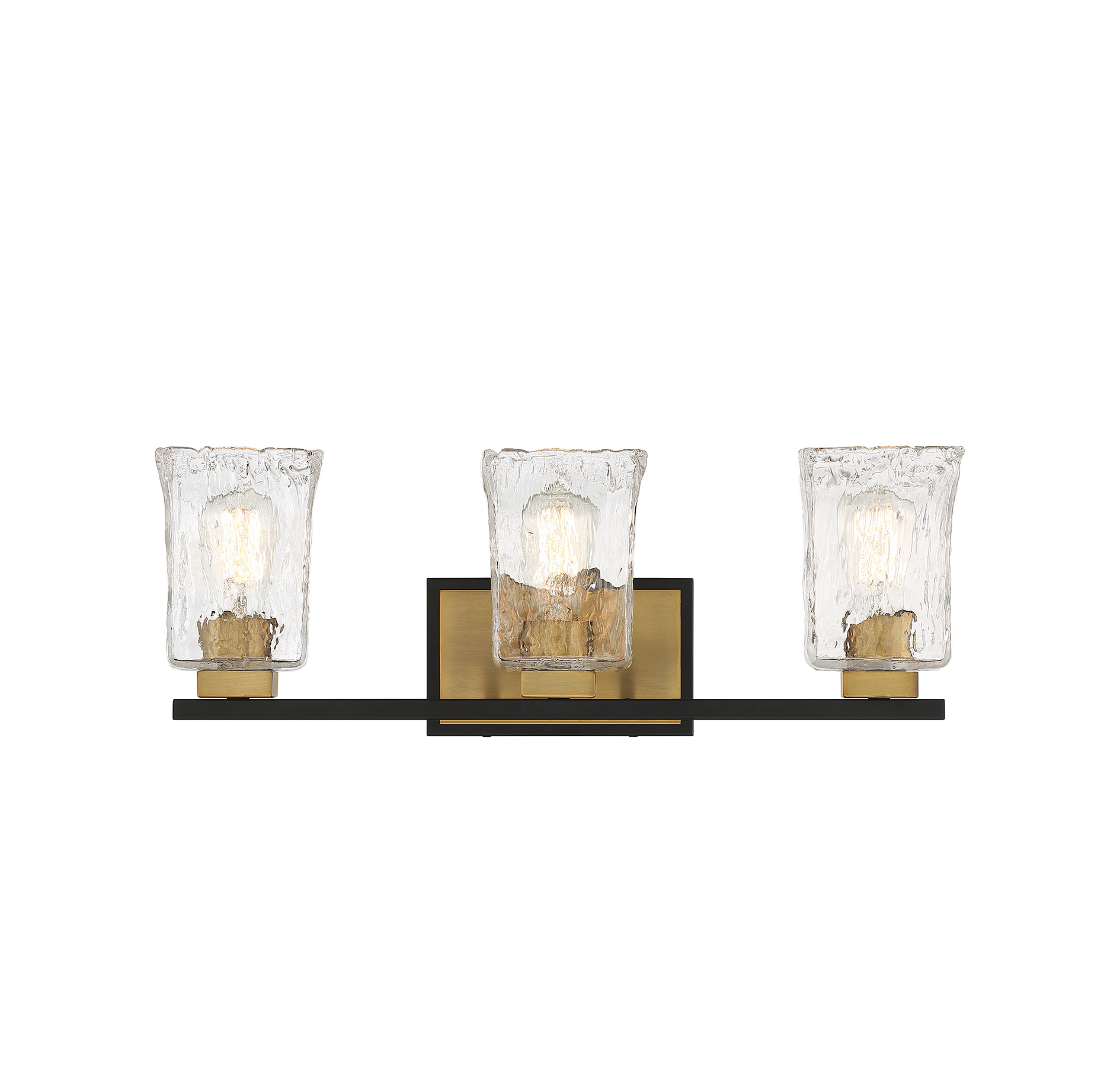 Sidney 3-Light Bathroom Vanity Light in Matte Black with Warm Brass Accent