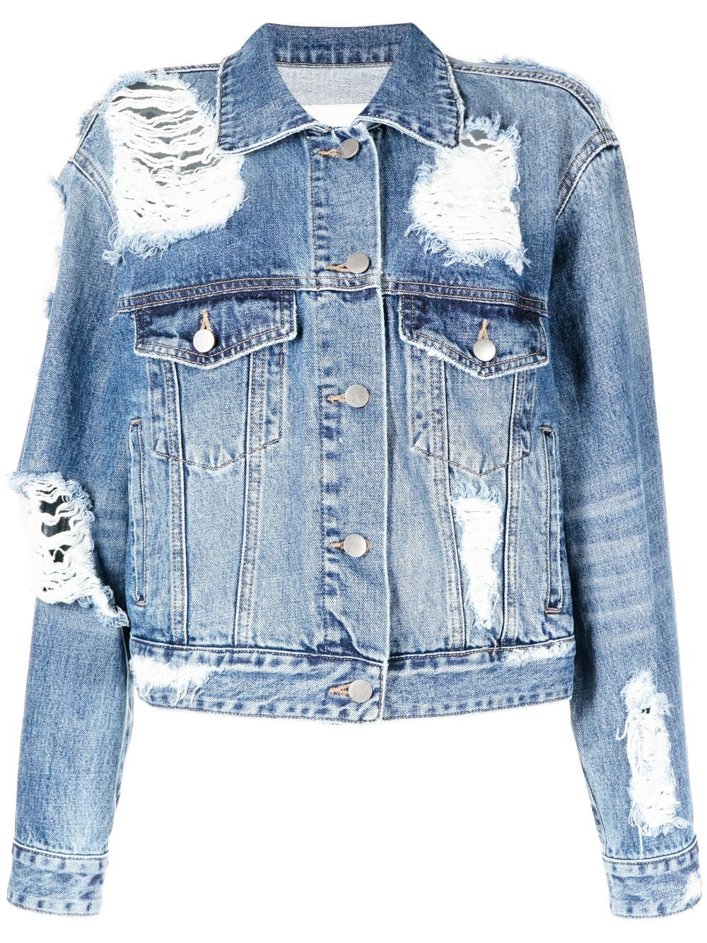 Distressed effect denim jacket - Blue
