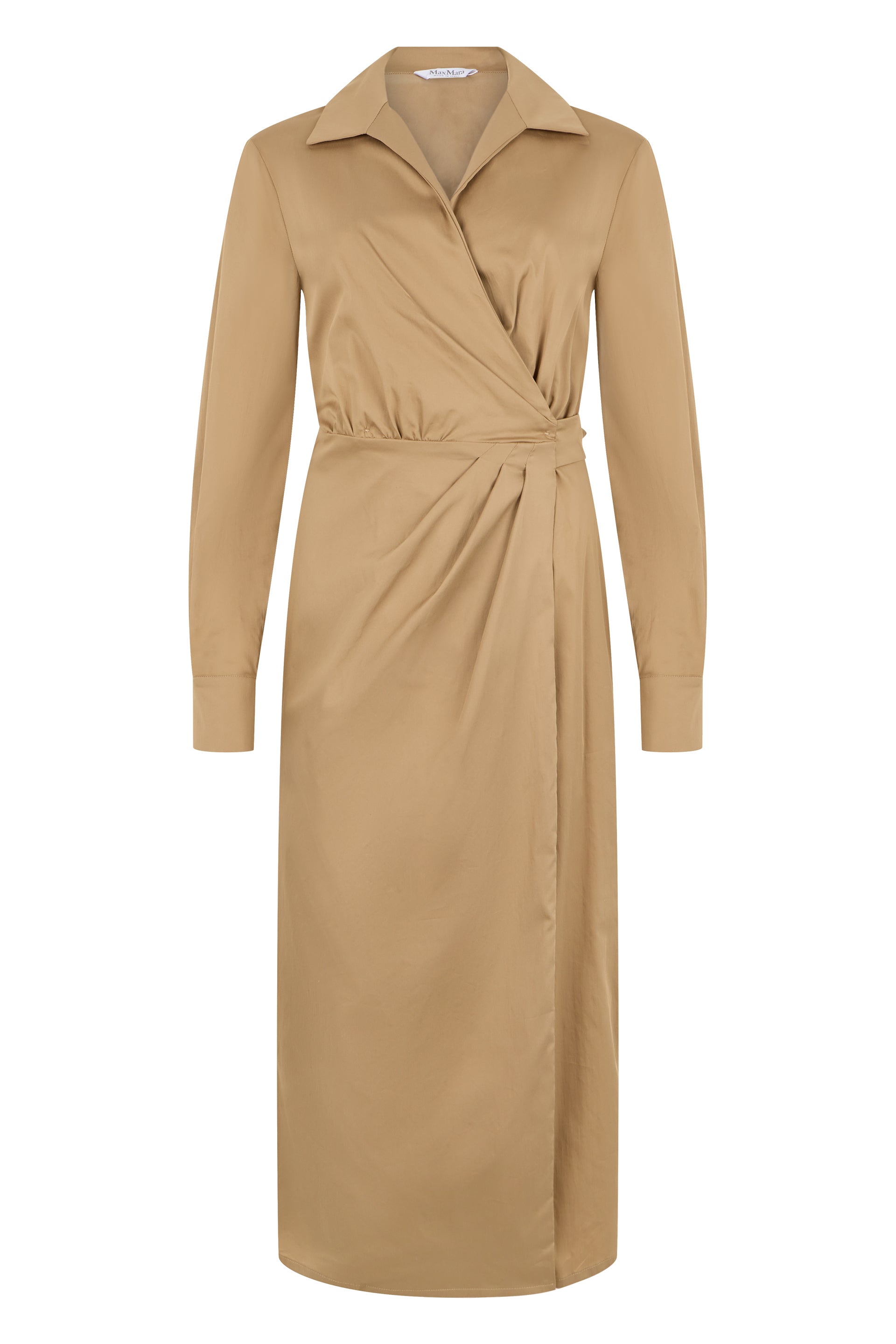 -Style Midi Cotton Dress with Crossover Closure