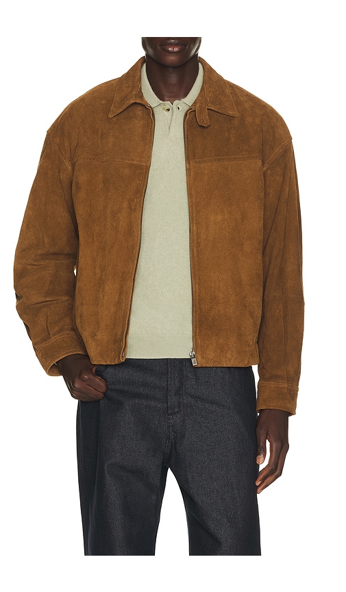 Le17Septembre Cow Suede Zip Blouson in Camel - Brown. 50 also