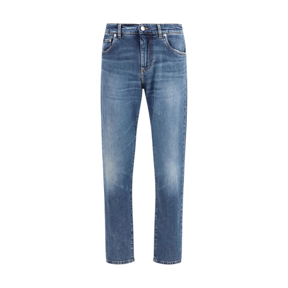 Cotton Straight-Leg Jeans — Blue