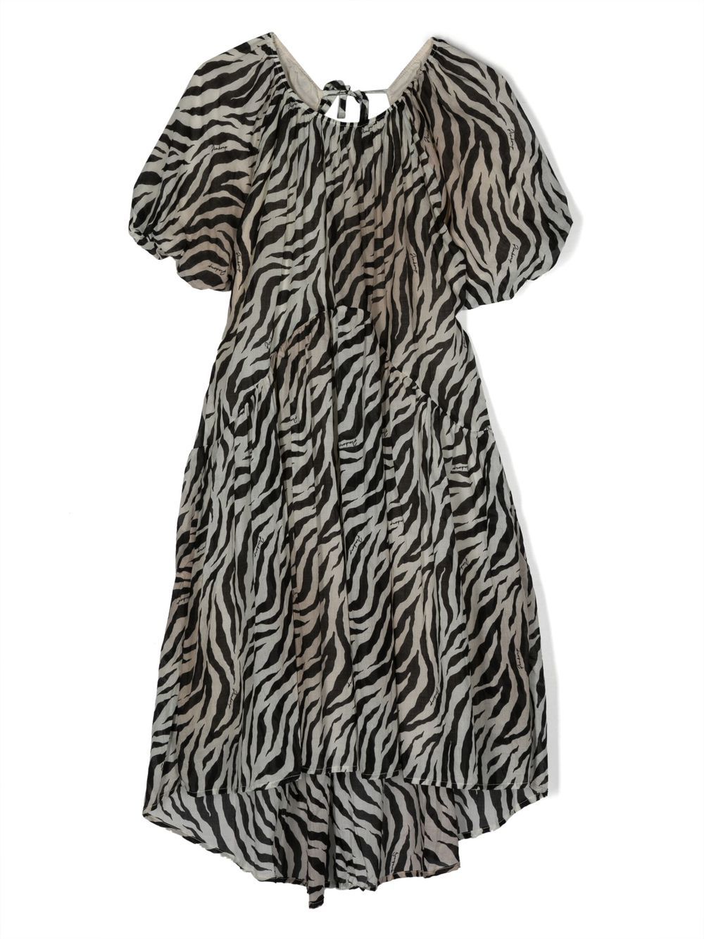 Cut-out zebra-print cotton dress - Black