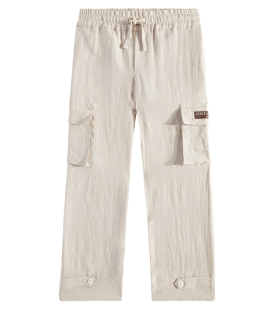 Logo linen cargo pants