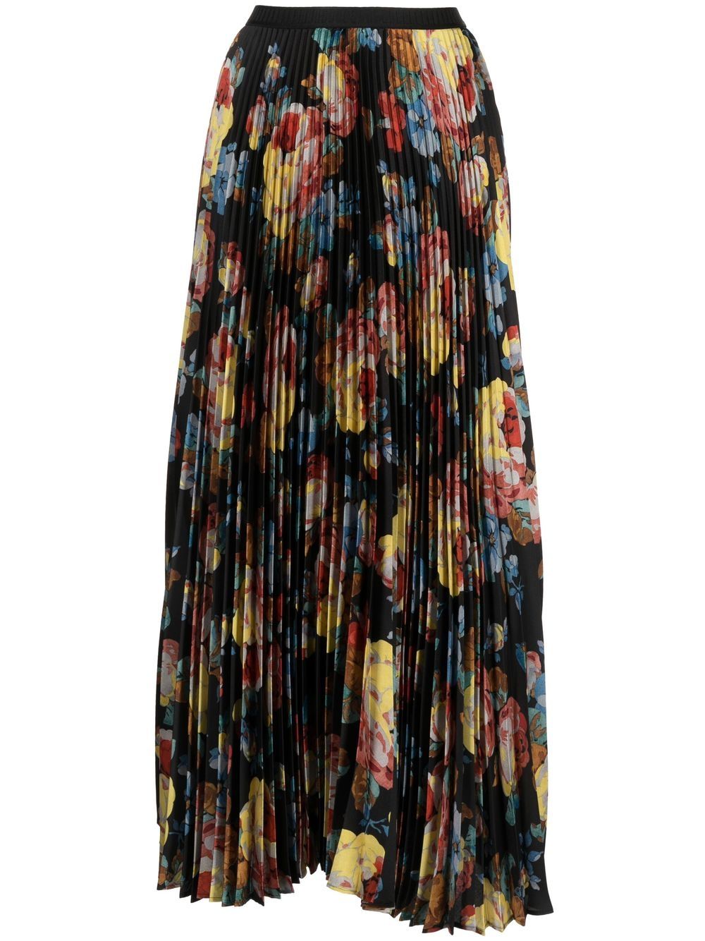 Floral-print pleated skirt - Black