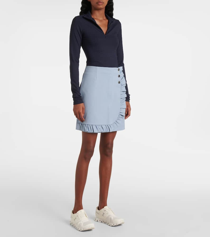 Tory Sport Ruffled twill miniskirt