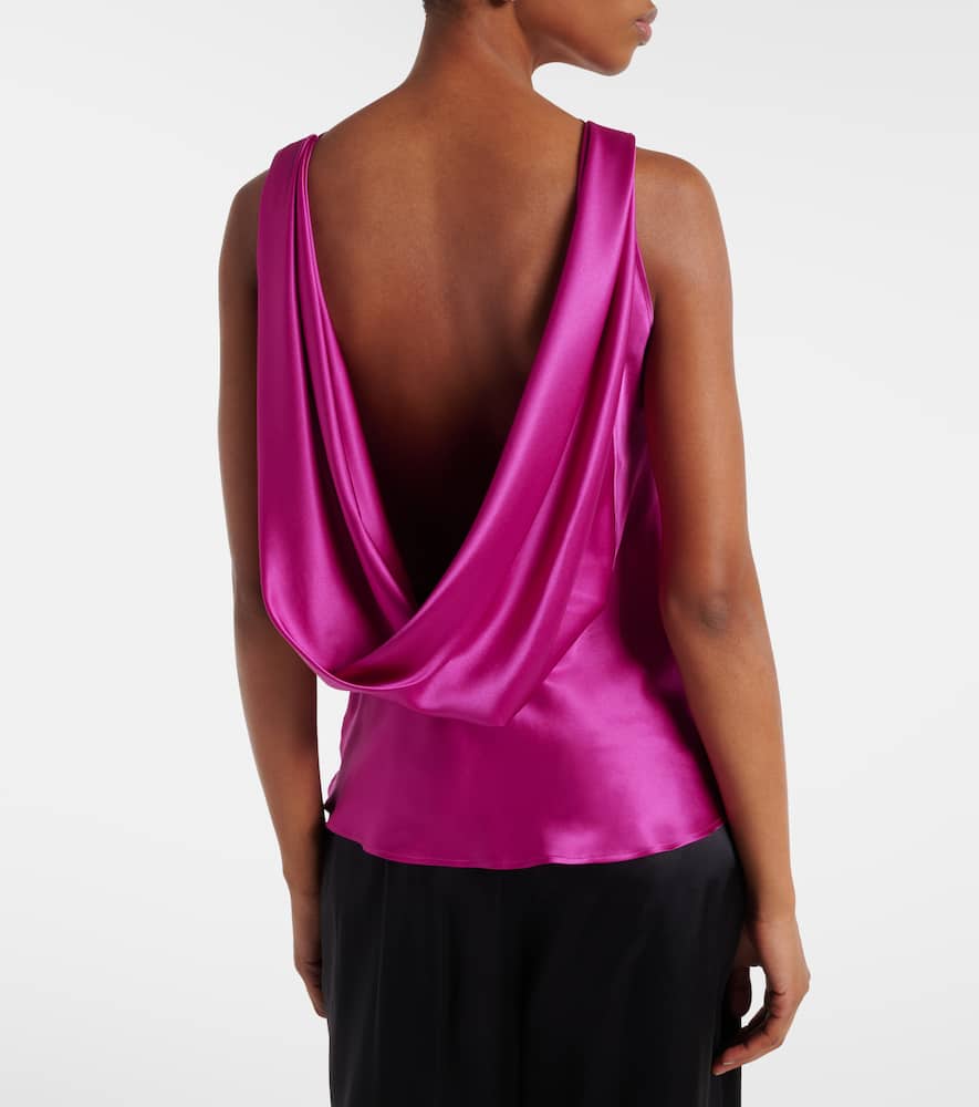 Open-back silk-blend satin top
