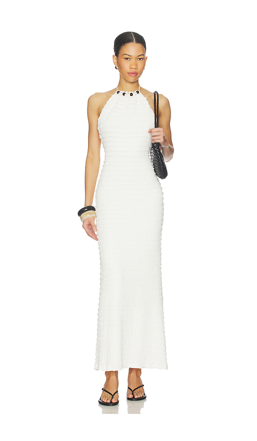 SEVEN WONDERS Adalee Ruffle Texture Maxi Dress in White. XS. Also in L, M