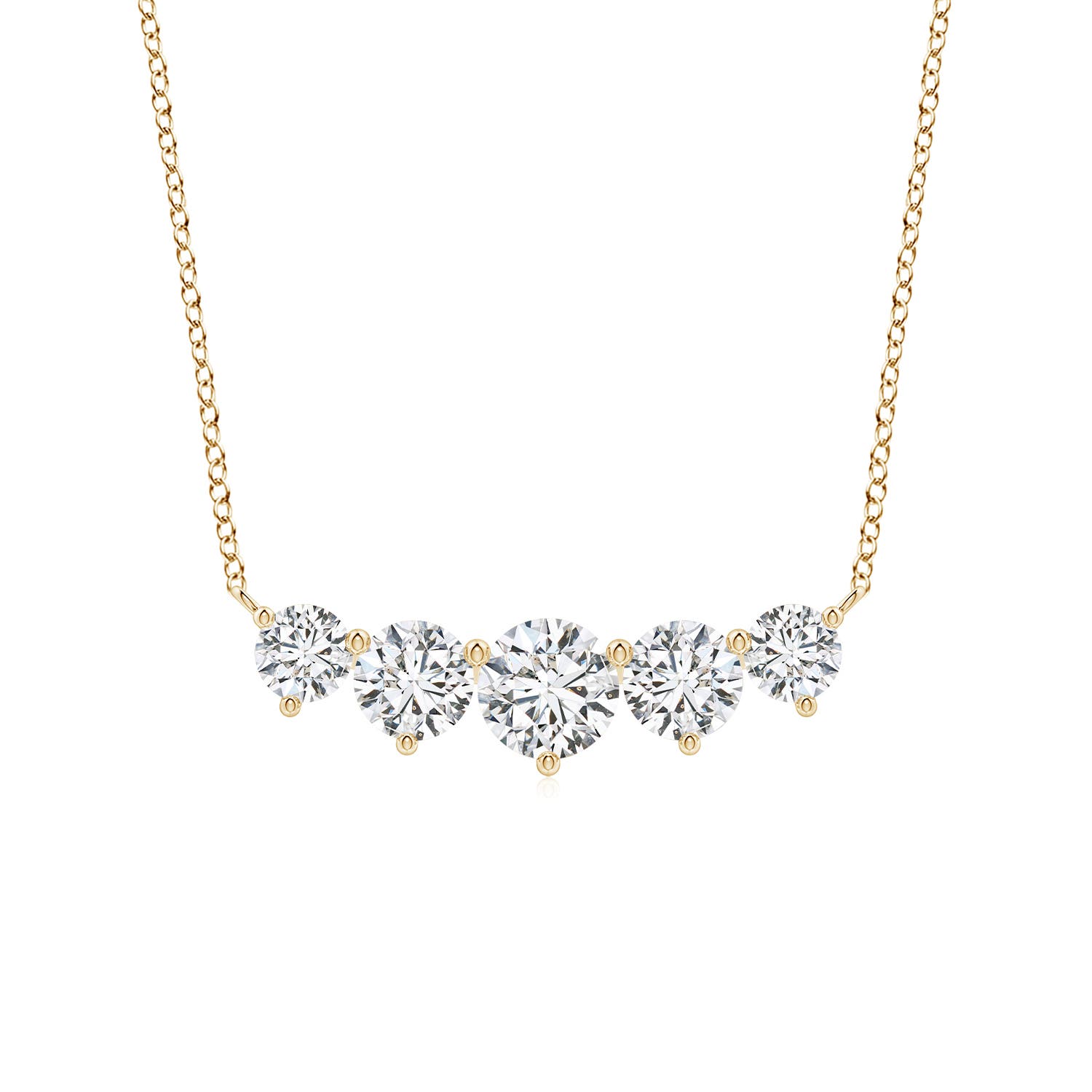 Angara 1.0 Carat Graduated Five Stone Round Diamond Necklace in 14K Yellow Gold
