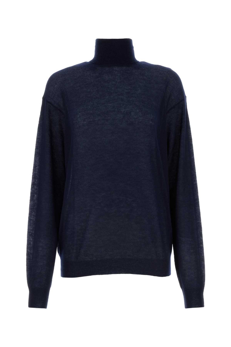 Navy Blue Cashmere See-through Sweater