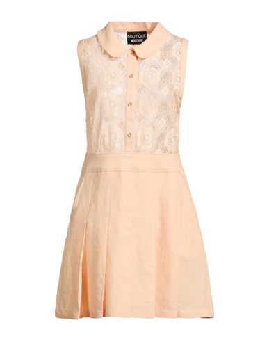 Woman Mini dress Apricot Size 12 Cotton, Polyamide, Linen