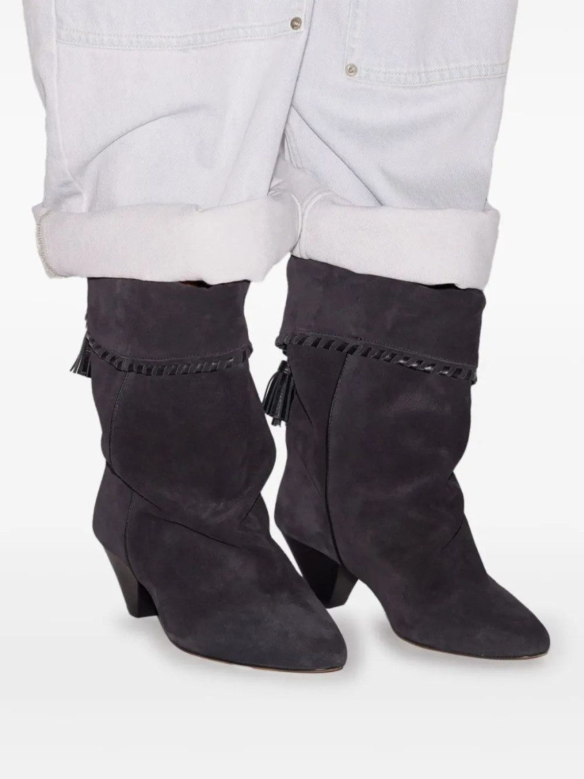 Black Suede Pointed Toe Boots