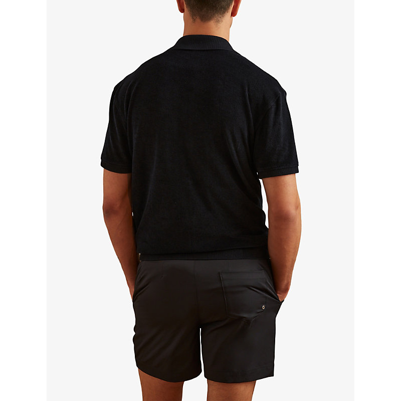 Mens VY Eden Cuban-collar Short-sleeve Towelling Cotton Shirt XL