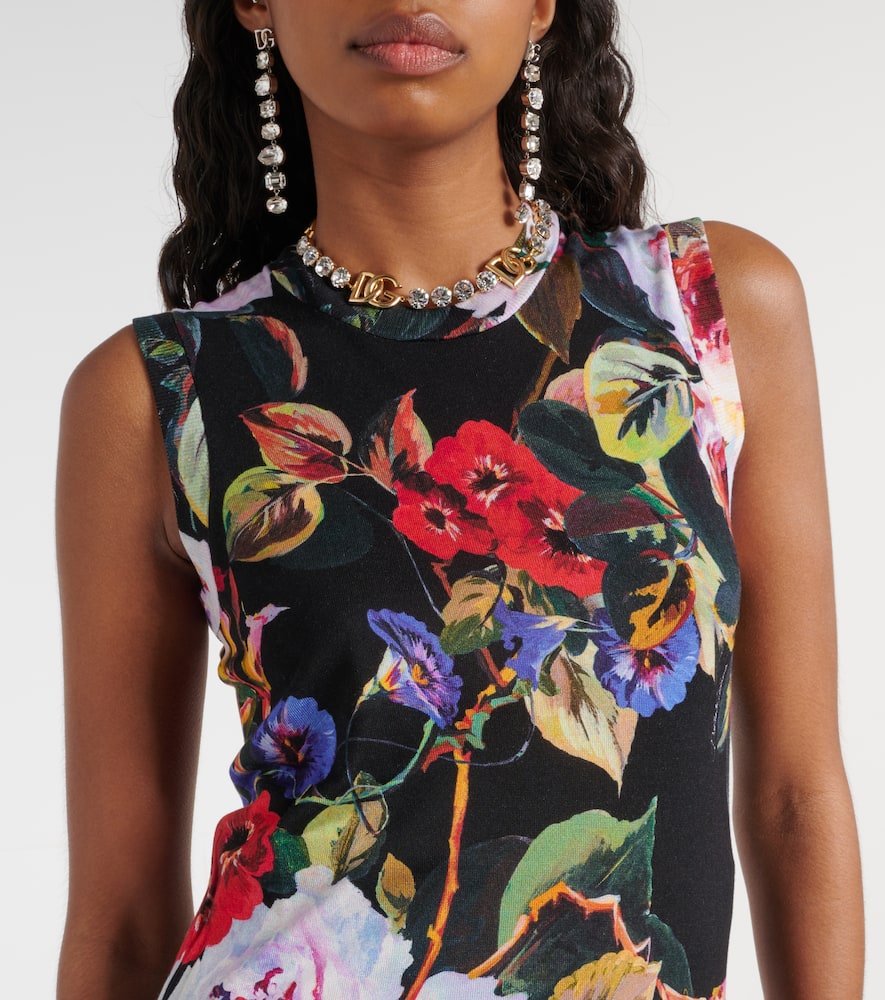 Floral silk knit tank top