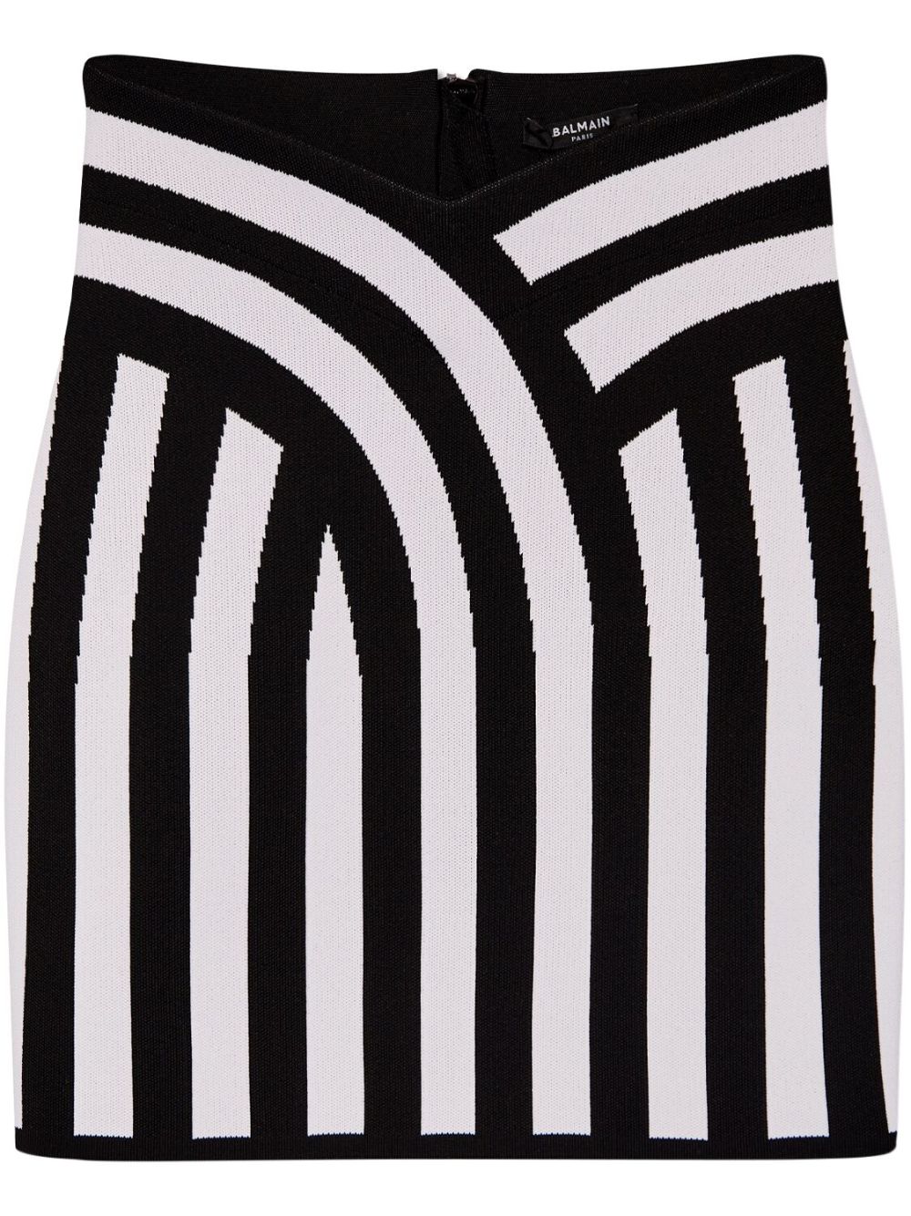 Striped intarsia-knit miniskirt - Black
