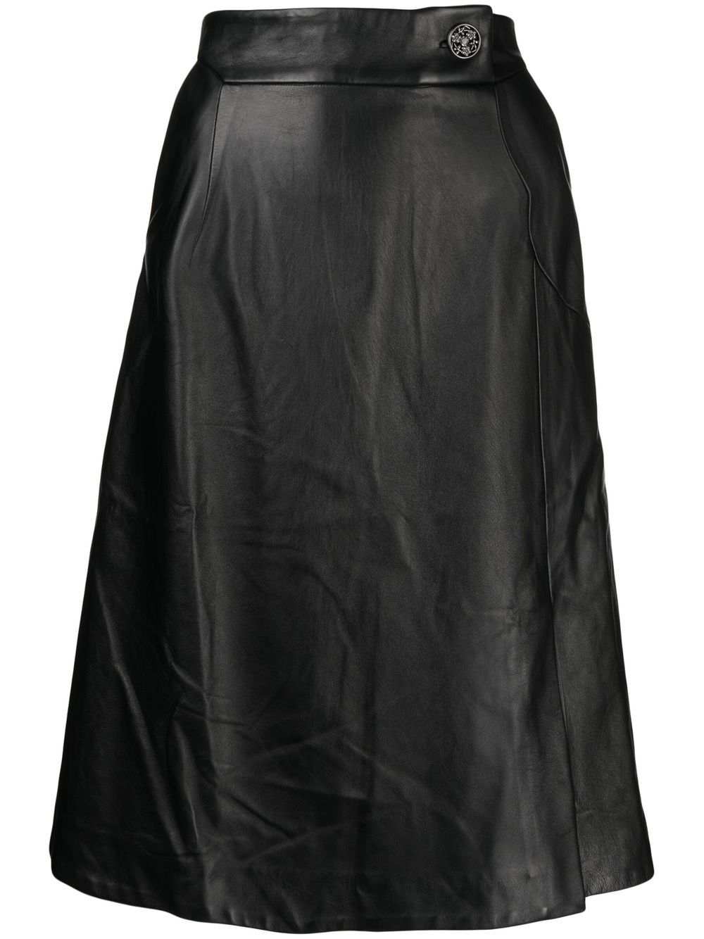 Leather midi skirt - Black