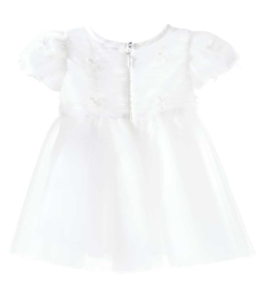 Baby bow-detail ruched tulle dress
